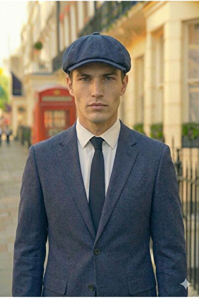 Belifanti Collection Muški tamnoplavi letnji šešir Lan britanskog modernog st...