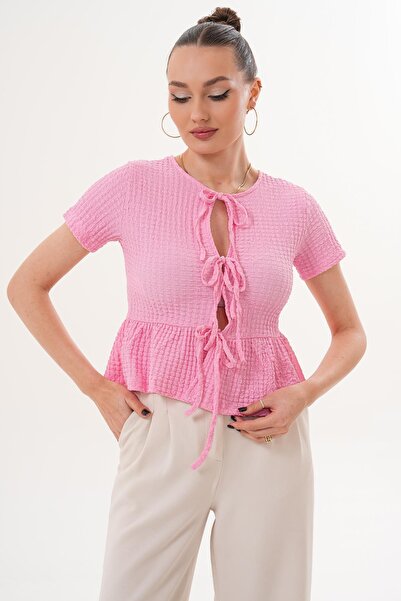 ŞİMAL Γυναικεία μπλούζα με δαντέλα στο μπροστινό μέρος και λεπτομέρειες 260088