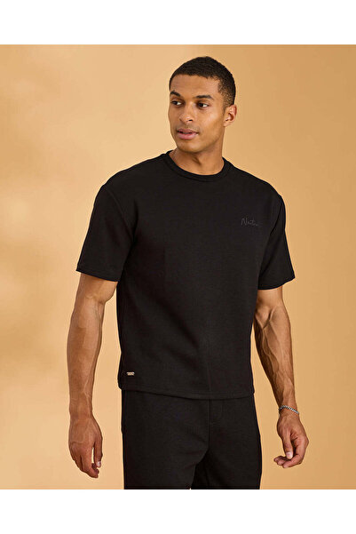 REDTAG Men Black Modal Lounge T Shirt