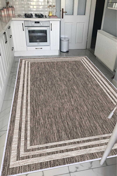 VOPTEKS Kahverengi Halı Mutfak Halısı Makinede Yıkanabilir Halı Kaymaz Taban ...