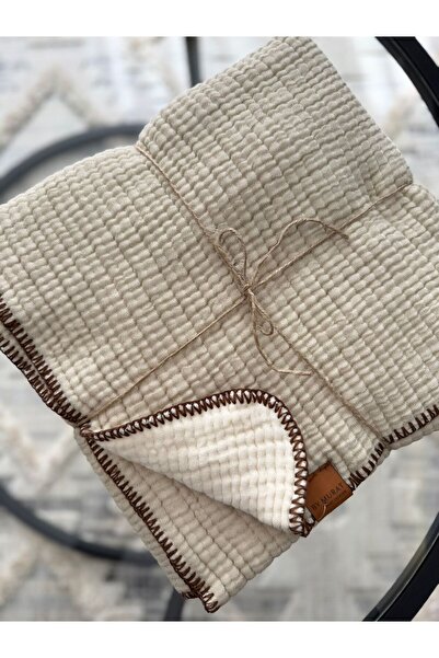 Minizade 100% Cotton 4-Layer Muslin Blanket with Embroidered Sides