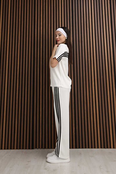 LAVRE Modal Kumaş Polo Yaka Şeritli İkili Takım – Yumuşak Dokulu Oversize