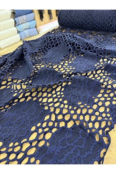 METERİAL Mesh Look Lace Fabric | Floral Motif and Tassel Edges |   For Modern...