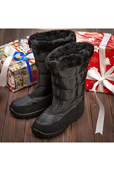 Tellus Women's Black Winter Knee-High Boots, Fur Lining, 01-56