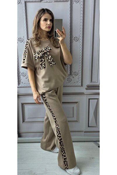 MAXORA SHOP Women's set consisting of a leopard Patterned T-shirt and pants