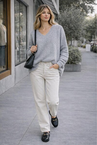 CGA Women's Knitwear Sweater V-Neck Basic Knitwear Sweater