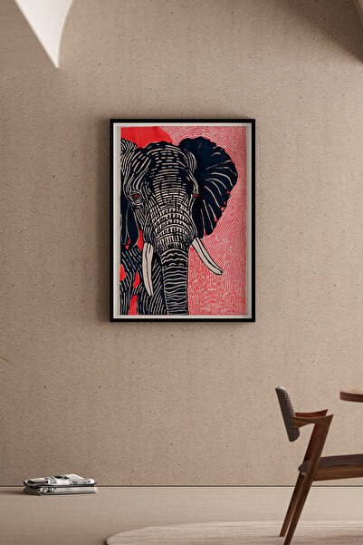 Artiera Εικόνα ελέφαντα σχεδιασμένη στο χέρι από κοράλλι, με μοτίβο λουλουδιώ...