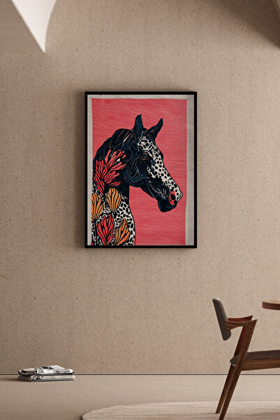 Artiera Εικόνα αλόγου σχεδιασμένη στο χέρι από κοράλλια, με μοτίβο λουλουδιών...