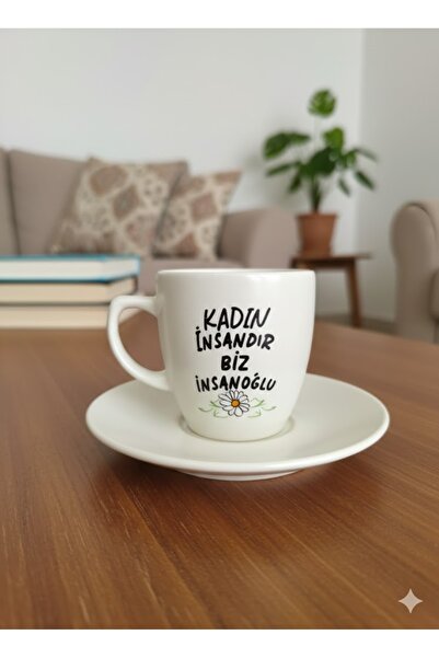 PALTO TASARIM Women Are Human We Are Humanoid Cream Turkish Coffee Cup - Gift...