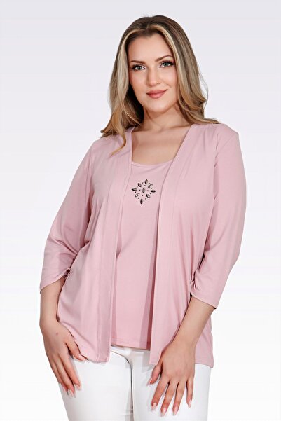 TOLGA SARAÇOĞLU 10743 Powder Stone Detail Knitted Double Set