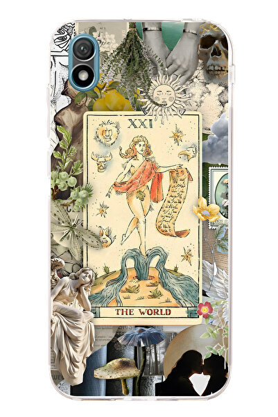 FLAMENKO Huawei Y5 2019 Compatible Artistic Tarot Collage Pattern Transparent...