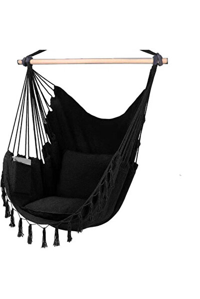 Vivendo Hanging swing hammock, with two pillows, Black