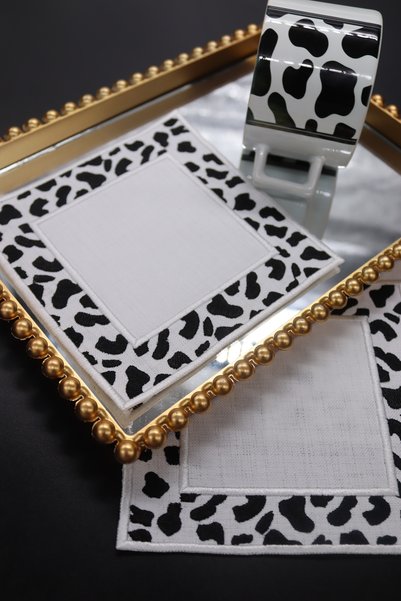 vipceyiz Set de 3 șervețele de prezentare laterale maro cu model leopard