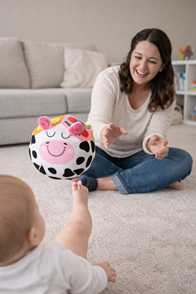 minidor XL Çıngıraklı Peluş Bebek Topu Yumuşak Çıngıraklı Aktivite Topu Duyu ...