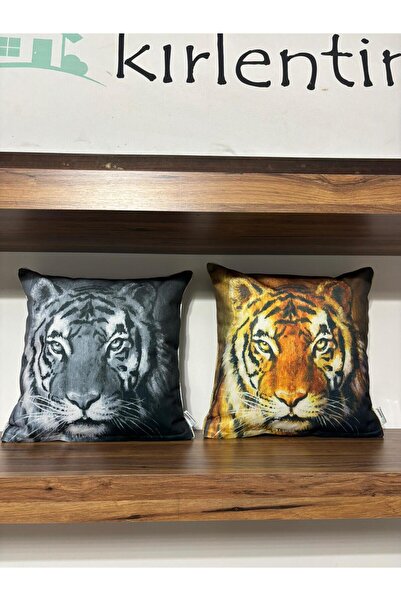 KIRLENTİM 2ΛΙ-H1274 Κάλυμμα μαξιλαριού με μοτίβο κεφαλής τίγρης διπλής όψης