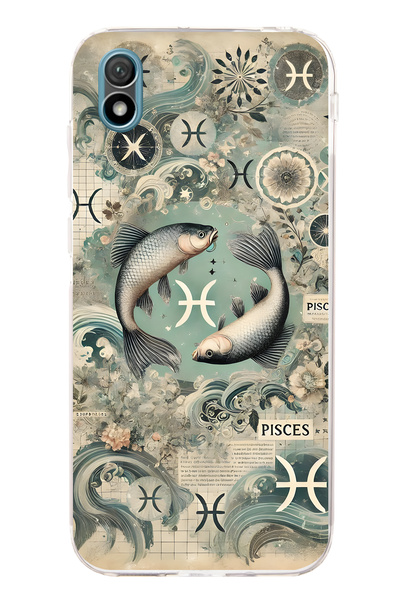 FLAMENKO حافظة هاتف شفافة متوافقة مع هاتف هواوي Y5 2019 بنمط برج الحوت