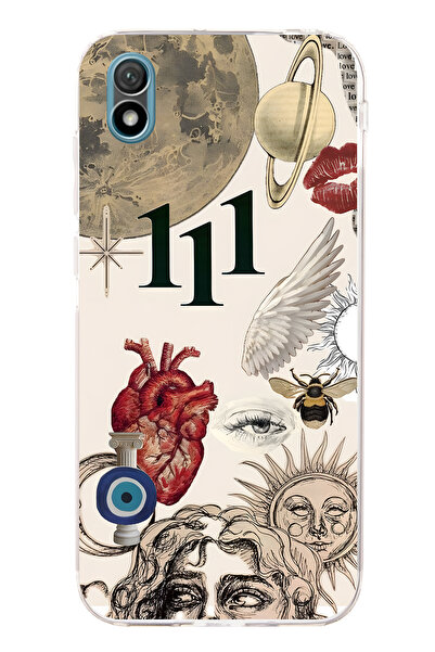 FLAMENKO حافظة هاتف شفافة متوافقة مع هاتف هواوي Y5 2019 مع مجموعة صور تجريدية...