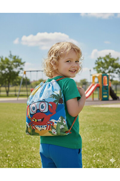 VaVbaby Cute Crab Pattern Kids Drawstring Backpack - Sea and Beach Bag
