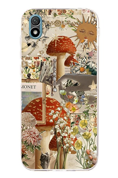 FLAMENKO حافظة هاتف شفافة متوافقة مع هاتف هواوي Y5 2019 بنمط حديقة الفطر