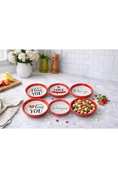 Zucci Home Love Temalı 6'lı Çerezlik Sunum Seti | Hediyelik I Love You Tasarı...