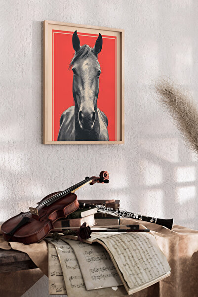 Artiera Πορτρέτο αλόγου με κοραλλιογενές φόντο, διακοσμητικός χώρος μοντέρνας...