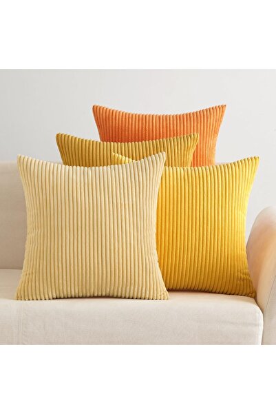 Dotail Set of 4 decorative pillowcases EMEMA, Velvet, 45 x 45 cm, Orange