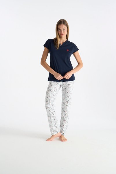 U.S. Polo Assn. Costum de pijama pentru femei, licențiat, albastru marin 20235