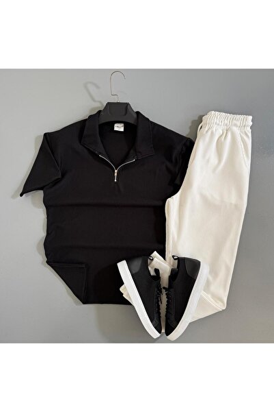 WENMİNG Men's Ribbed Ottoman Fabric T-Shirt Pants Summer Top and Bottom Combi...