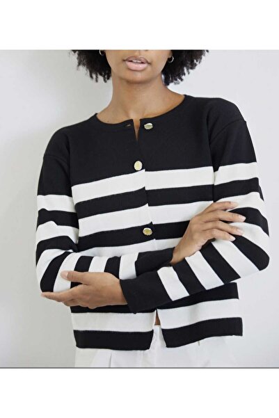 EKİN DEMİR Basic Striped Comfortable Fit Casual Knitwear Cardigan