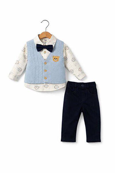 Gocoland Mini gentleman bear knitted vest 3-piece set