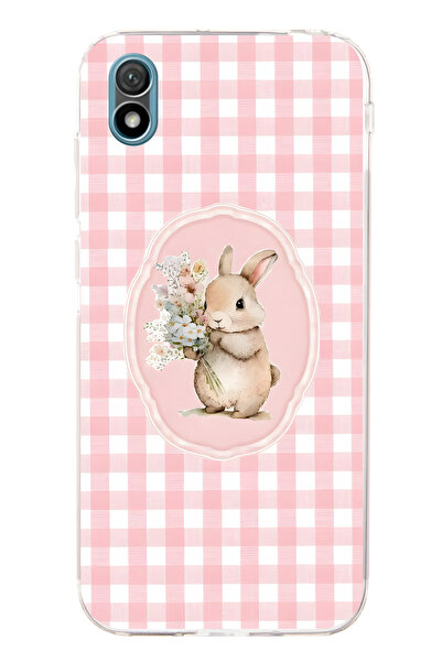 FLAMENKO حافظة هاتف شفافة متوافقة مع هواوي Y5 2019 بنمط زهور وأرانب