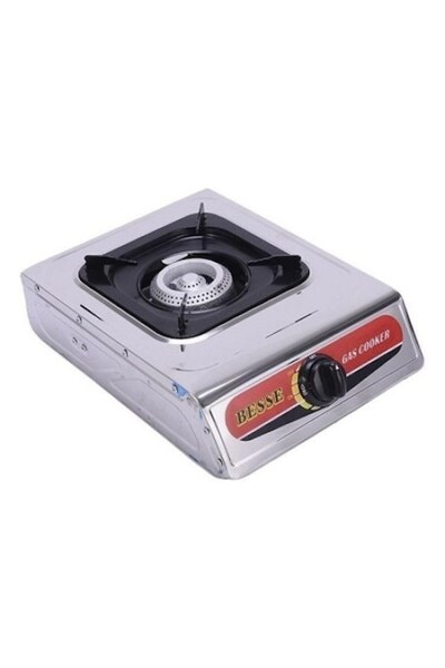 BESSE Gas Stove, 1 Burner, Stainless Steel, for Cylinder, Quartz Ignition + 2...