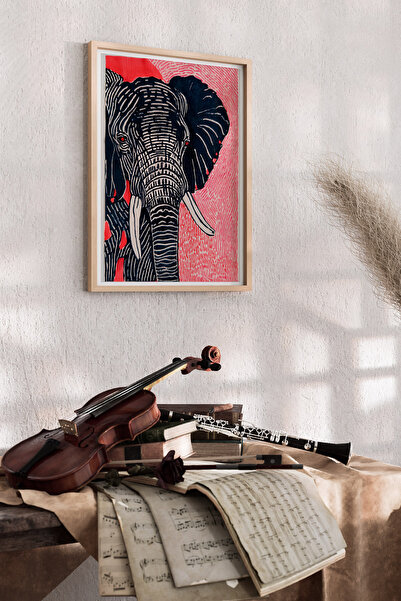 Artiera Εικόνα ελέφαντα σχεδιασμένη στο χέρι από κοράλλι, με μοτίβο λουλουδιώ...