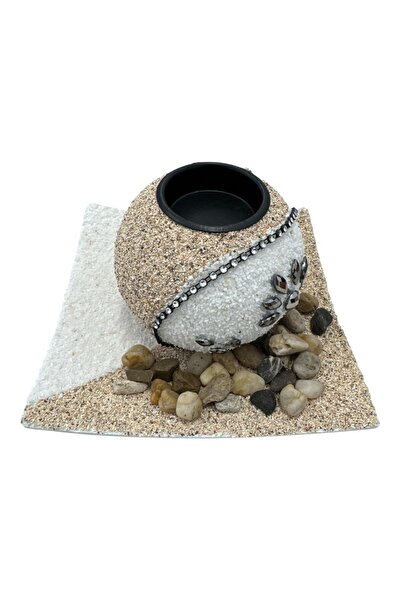 OEM Decorative handmade candle holder with sand and natural stones - marine d...