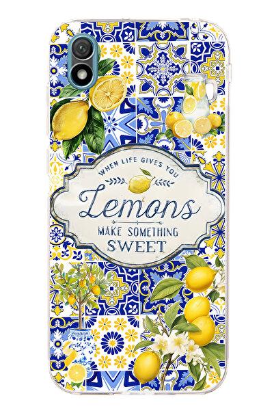 FLAMENKO حافظة هاتف شفافة بنمط الليمون متوافقة مع هاتف هواوي Y5 2019