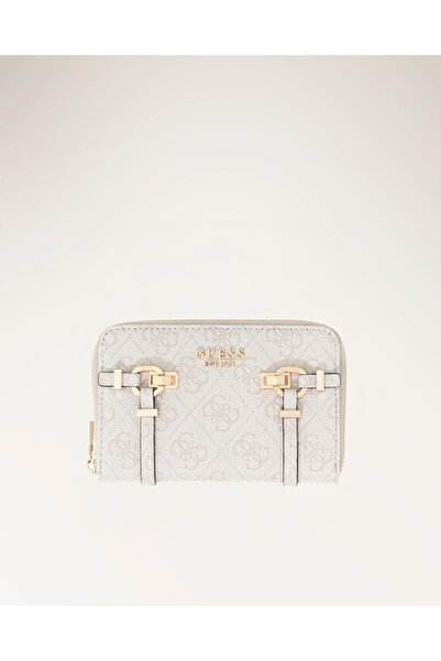 Guess Leona Logo Medium Size Zippered Women's Cream Wallet Swsg9917140-Bnn