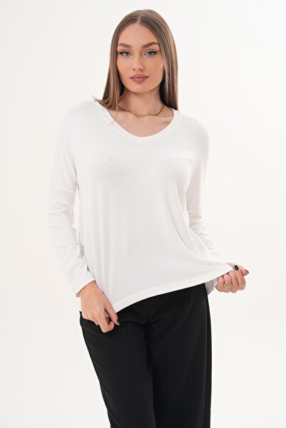 ŞİMAL Women's V-Neck Long Sleeve Loose Blouse 260326