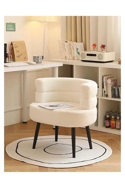 Evatilyoo Elegant chair in white bouclé fabric