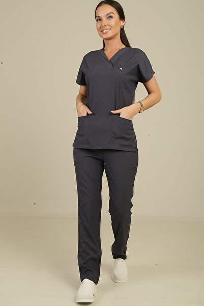 DENİZ İŞ Women's Yarasakol Belinda Scrubs Set - Smoked