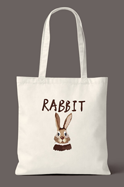 Hayali Şeyler Rabbit Printed Tote Bag - Daily Shoulder Bag