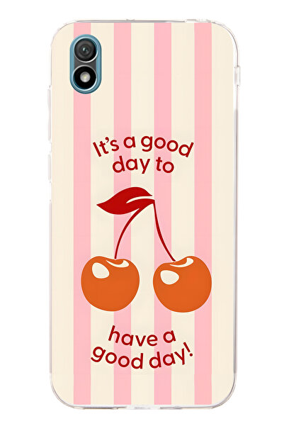 FLAMENKO حافظة هاتف شفافة بنمط الكرز متوافقة مع هاتف هواوي Y5 2019