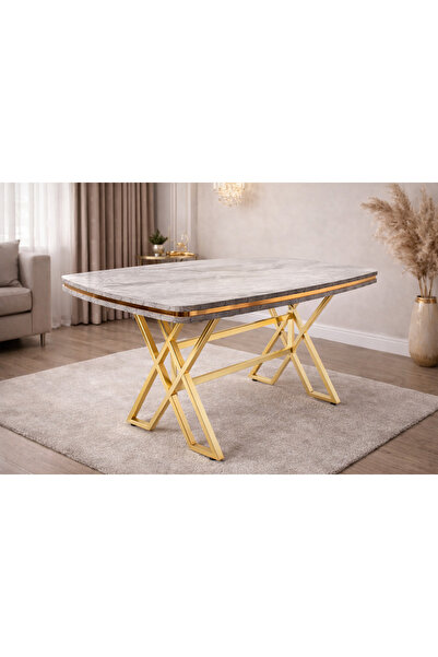 PROBELLA Z Mutfak Masa 80*140 Altın Kaplama Yemek Masası