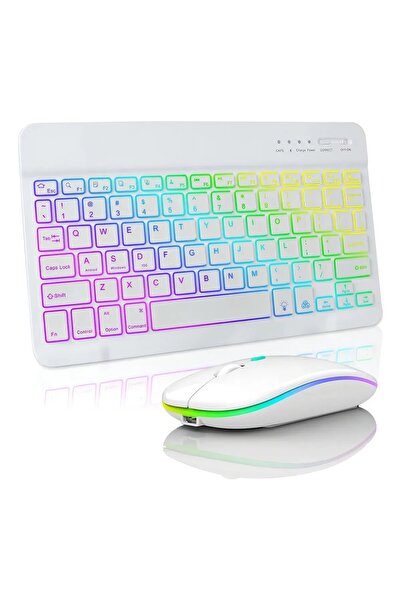 WiderMarkt Bluetooth Klavye Mouse Seti RGB Aydınlatmalı – Kablosuz Şarjlı Kla...