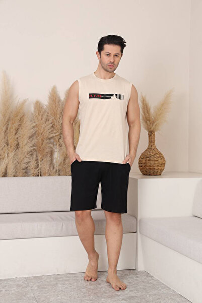 SEBOTEKS 100% Cotton Sleeveless Pocketed Men's Shorts Pajama Set 2011