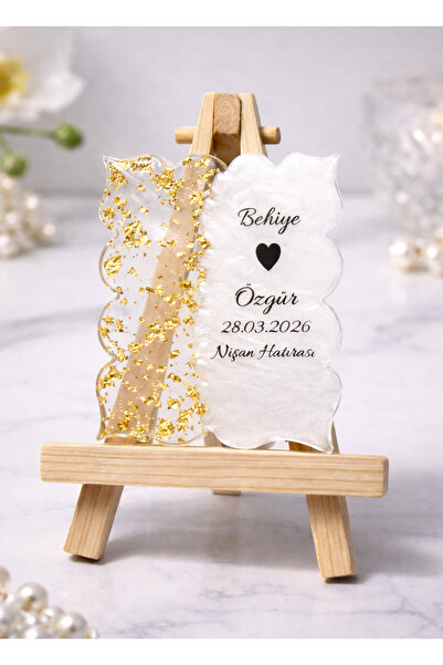 Tuncel Store Hediyelik 20 Adet Magnet Gold Varaklı Kişiye Özel Riva Söz Nişan...