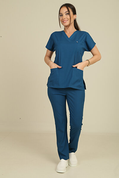 DENİZ İŞ طقم ياراساكول بيليندا سكرابس للسيدات - أزرق بترولي