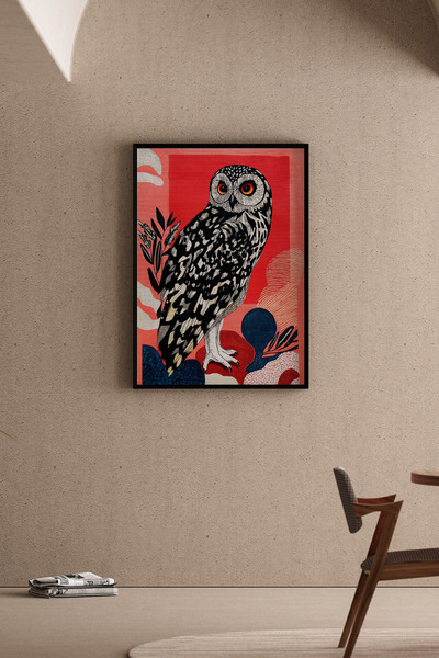 Artiera Εικόνα κουκουβάγιας με λουλουδάτο σχέδιο από το χέρι της Mercan Koral...