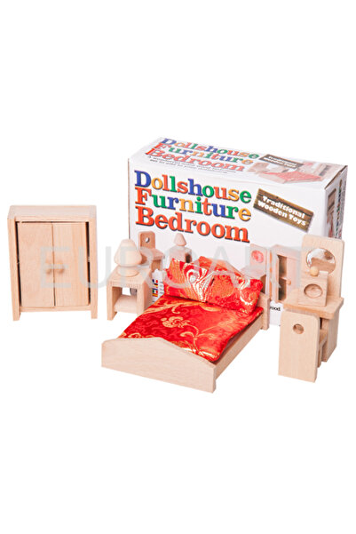 decotoys Mobilier dormitor lemn pentru papusi