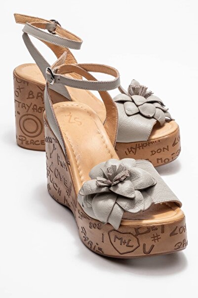 Zeynep Sıradağlı Harold Femei piele naturală talpă wedge sandale Gri