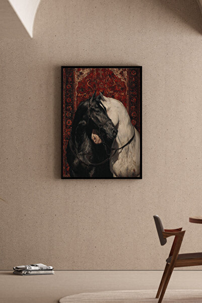 Artiera Παραδοσιακό Μπογκάλιστο έργο ζωγραφικής με μοτίβο αλόγου, Έθνικ Διακο...